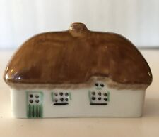 Vtg Irish Dresden Hand Painted Porcelain Cottage Thatched Roof 2 3/8