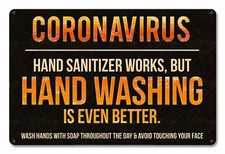 HAND WASHING IS EVEN BETTER TO KILL VIRUS HEAVY DUTY USA MADE METAL SIGN picture