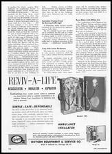 1958 Oxygen Equipment Service Chicago Reviv-A-Life Resuscitator Vintage Print Ad picture