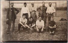 Vintage 1910s Sports Team Photo RPPC Postcard Athletes / Football / Soccer Ball? picture