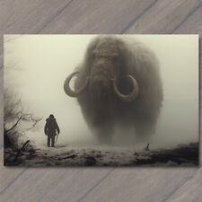 POSTCARD Woolly Mammoth Elephant Snowy Weird Vibe Strange Unusual Creepy Human picture