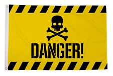 DANGER yellow 5x3 feet FLAG 150cm x 90cm skull and crossbones pirate picture