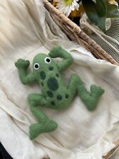 100% Wool Felt Vintage Frog Dryer Ball Kids Toy 6” Hand Made Needle Felted (1) picture