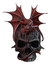 Infection Virus Zombie Skull With Red Wyvern Dragon Decorative Box Figurine picture