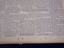 1931 JUNE 10 NEW YORK TIMES - EINSTEIN TELLS OF ADVANCE IN FIELD THEORY- NT 2200 picture