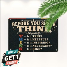 Classroom THINK Slogan Educational Decor Metal Plaque Decor Sign 8x12 picture
