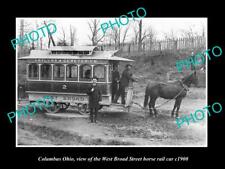 OLD 8x6 HISTORIC PHOTO OF COLUMBUS OHIO THE WEST BROAD St HORSE RAIL CAR 1900 picture