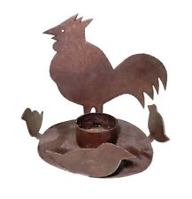 Hen Baby Chicks Chicken Rustic Silhouette Candle Holder Danish Primitive Metal picture