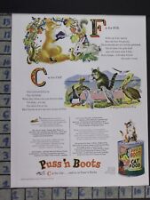 1947 PUSS'N BOOTS CAT FOOD ANIMAL POEM FOX CAT CARTOON NATURE VINTAGE AD DD67 picture