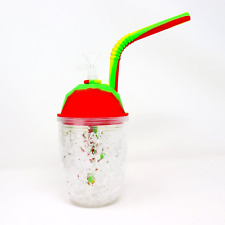 Rasta Round Frosty Drink Cup Silicone Bong 14mm Smoking Water Pipe BB-034 picture