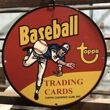 RARE BASEBALL TOPPS CHEWING GUM CO USA GIRL PINUP PORCELAIN ENAMEL GARAGE SIGN picture