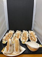 Vintage Corn cob set plates, holders, S & P shakers w/plate, butter boat AS IS picture