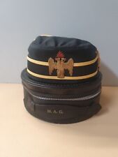 Vintage 32nd Degree Freemason Dbl Eagle Masonic Scottish Rite Hat with Case  picture