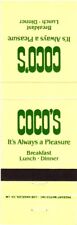 Coco's It's Always A Pleasure Breakfast Lunch Dinner Vintage Matchbook Cover picture