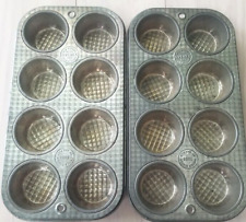 Lot Of 2 Vintage Ovenex  Waffle Pattern Muffin Cupcake Pans  Made In The USA picture