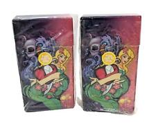 RYO Tattoo Mermaid & Skulls Push-To-Open 100s Size Cigarette Case Lot Of 2 picture