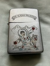 Zippo The Alaska Railroad 1945 Eskimo & Dog Arctic Scene Lighter Bradford, PA picture