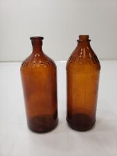 Vintage Clorox Bottle Lot Of 2 Amber Glass 16oz Embossed 1930s 1920s Collectible picture