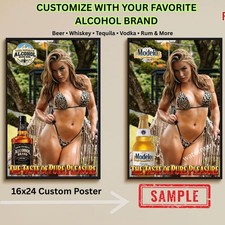 Sexy Pinup Girl Custom Alcohol Poster Any Beer Whiskey Tequila Vodka Brand # 291 picture