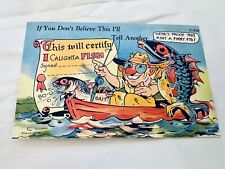 Comic Humor Vintage Postcard Fishing Linen Fish Tale Curt Teich #533 picture