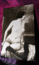 French German full nude woman on armchair PC copy from old photo c1910-1920s picture