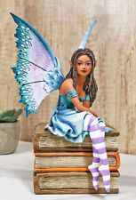 Amy Brown Fantasy Magic Turquoise Ebony Fairy On Books Of Wisdom Figurine picture