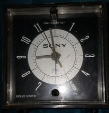 Sony Solid State Alarm Clock AM Radio Walnut 1950's Telechron Movement Cube picture