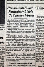 AIDS/HIV Virus Gay Related Immune Deficiency Being Made Public 1981 Newspaper picture