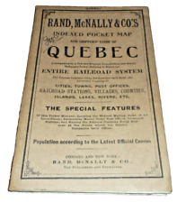 1910 RAND McNALLY QUEBEC FULL COLOR QUEBEC ENTIRE RAILROAD SYSTEM MAP picture