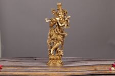 Brass Lord Krishna Statue Gopal Idol Home Temple Golden Sculpture Hindu God Gift picture