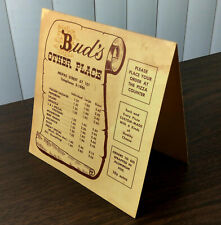 1960's Table Top Tent Card Menu BUD'S OTHER PLACE Santa Barbara California picture
