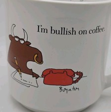 Vtg Boynton Coffee Mug Stock Market Bull Buy Low Stay High Broker Finance  picture
