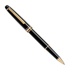 New Montblanc Gold Black Classique Luxury Rollerball Pen 163 New With Box Refill picture