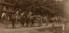 1909 RPPC US Military Horseback w/ Wagons In FOND DU LAC WISCONSIN RARE Postcard picture