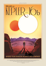 Space Poster - Exoplanet Tourism - Kepler-16b - JPL - NASA - A4 Wall Art picture