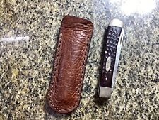 Leather Pocket Folding Knife Slip Pouch SHRUNKEN GRAIN BUFFALO Trapper Size picture