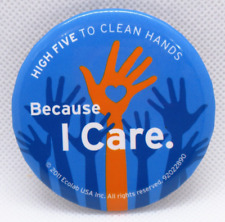 High Five To Clean Hands - Because I Care - Heart In Hand - Ecolab - Pinback picture