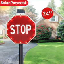 24'' Stop Solar Powered 16 Led Light Outdoor Street Vintage Lamp Warning Light picture