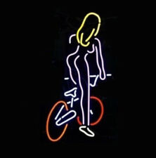 Bicycle Girl Handmade Glass Neon Sign Light Room Lamp Bar Vintage Gift 12