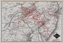 1923 Antique Reading Railway Map Vintage Reading Lines Railroad Map 3252 picture