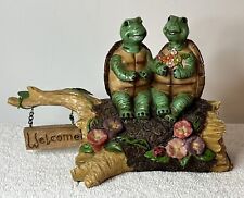 Turtle Stash Box/Hide-A-Key Figurine Sitting On A Log Friendship Herp Reptile picture