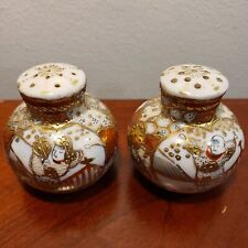 Beautiful Vintage Hand Painted Kutani Satsuma Japanese Salt & Pepper Shakers picture