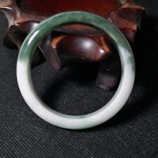 Beautifully Certified Hand Carved Green/White Natural Jadeite Jade Bangle (B22) picture