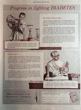 1949 Metropolitan Life Insurance company Progress fighting Diabetes VTG Print Ad picture