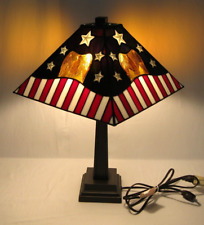 Vtg. Americana Patriotic USA Flag, Eagle- Pyramid Shape, TIFFANY STYLE Lamp picture