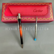 CARTIER Orange Gradient Lacquer Ballpoint Pen Gold Tone Trim Luxury Writing Pen picture