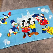 Vintage Disney Blue Mickey Minnie Mouse Castle Park Double Sided Pillowcase picture