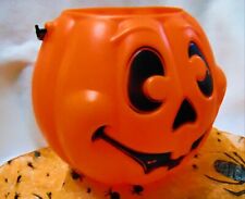 Vtg Blow Mold Candy Bucket Pail Halloween Pumpkin Jack O Lantern  1997 Treat Bag picture