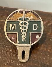 Doctor Car Badge Caduceus License Plate Topper Sign  Vintage Early picture