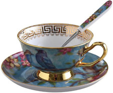 YBK Tech Euro Style Cup& Saucer Set Art Bone China Ceramic Tea Coffee Blue  picture